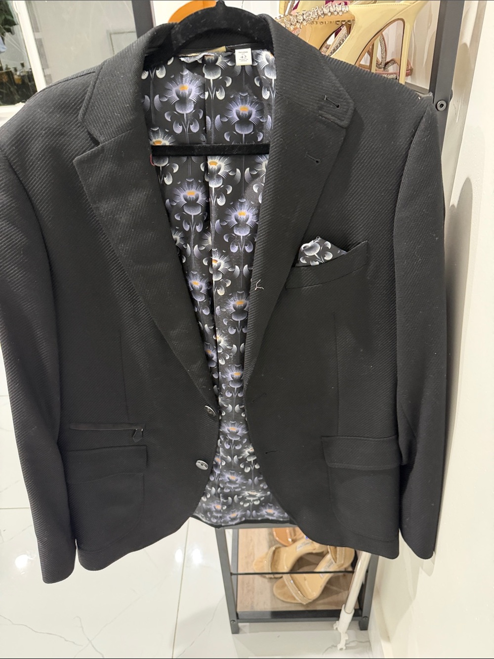 Robert Graham Black Sport Coat with Floral Lining